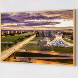 Quadro Decorativo Brasília em Adesivo com Moldura Caixa
