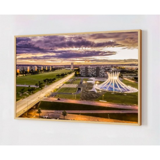 Quadro Decorativo Brasília em Adesivo com Moldura Caixa