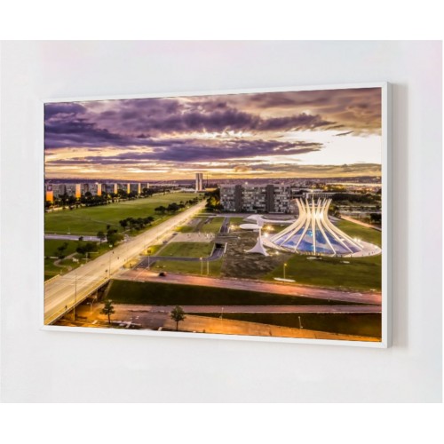 Quadro Decorativo Brasília em Adesivo com Moldura Caixa