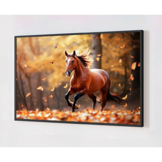 Quadro Decorativo Cavalo Correndo em Adesivo com Moldura Caixa