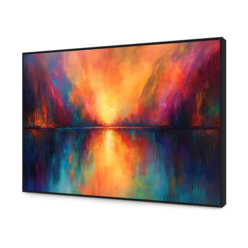 Quadro Decorativo Abstrato Explosão de Cores em Canvas com Moldura Negativa