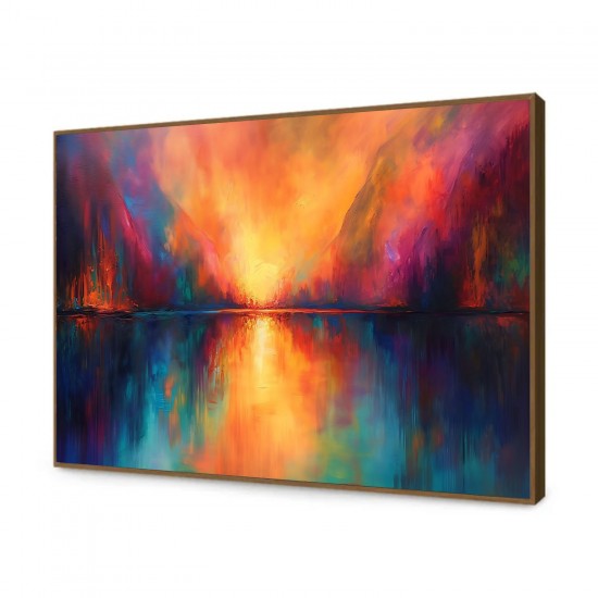 Quadro Decorativo Abstrato Explosão de Cores em Canvas com Moldura Negativa