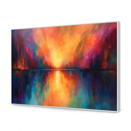 Quadro Decorativo Abstrato Explosão de Cores em Canvas com Moldura Negativa