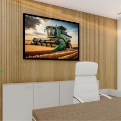 Quadro Decorativo Colheitadeira na Plantação em Adesivo com Moldura Caixa