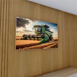 Quadro Decorativo Colheitadeira na Plantação em Canvas Moldura Negativa