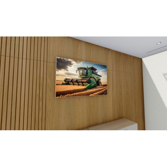 Quadro Decorativo Colheitadeira na Plantação em Canvas Moldura Negativa