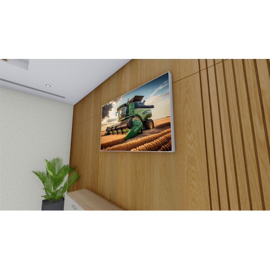 Quadro Decorativo Colheitadeira na Plantação em Canvas Moldura Negativa