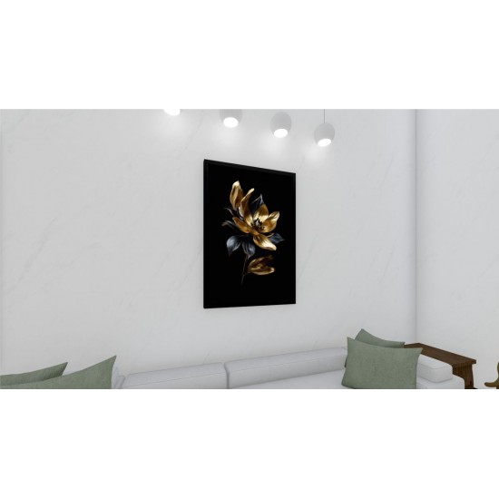 Quadro Decorativo Floral Luxo em Adesivo com Moldura Caixa