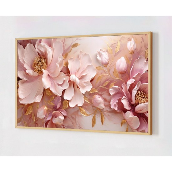 Quadro Decorativo Flores Abstrato em Adesivo com Moldura Caixa