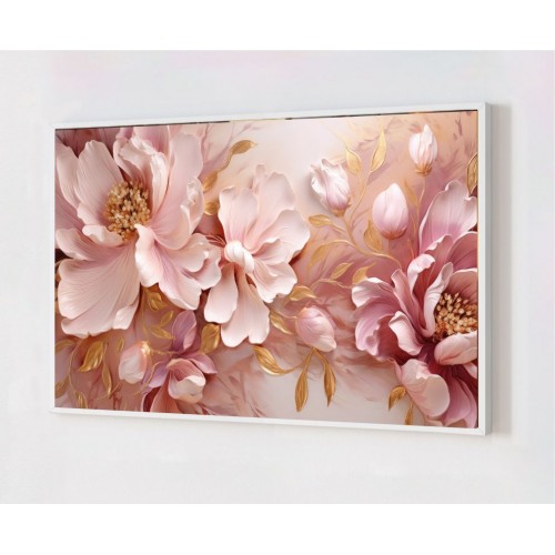 Quadro Decorativo Flores Abstrato em Adesivo com Moldura Caixa