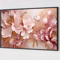 Quadro Decorativo Flores Abstrato em Adesivo com Moldura Caixa