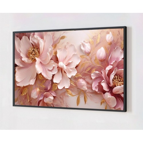 Quadro Decorativo Flores Abstrato em Adesivo com Moldura Caixa