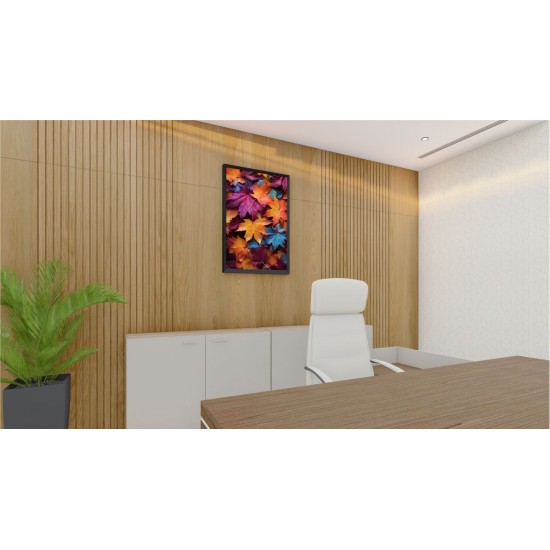 Quadro Decorativo Folhas Coloridas em Adesivo com Moldura Caixa