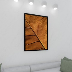 Quadro Decorativo Folha Seca em Adesivo com Moldura Caixa