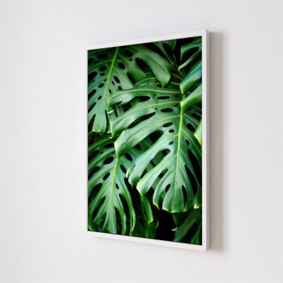 Quadro Decorativo Folhas Verdes em Adesivo com Moldura Caixa