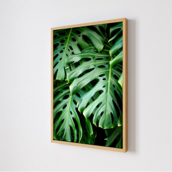 Quadro Decorativo Folhas Verdes em Adesivo com Moldura Caixa