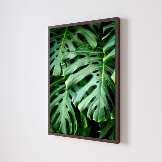 Quadro Decorativo Folhas Verdes em Adesivo com Moldura Caixa