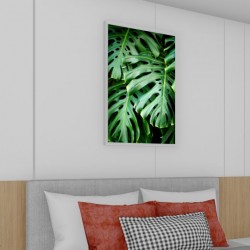 Quadro Decorativo Folhas Verdes em Adesivo com Moldura Caixa