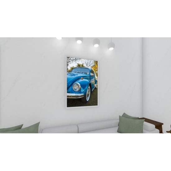 Quadro Decorativo Fusca em Adesivo com Moldura Caixa