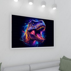 Quadro Decorativo Tiranossauro em Adesivo com Moldura Caixa