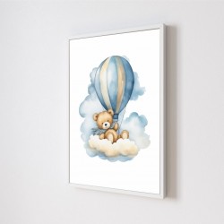 Quadro Decorativo Ursinho em Adesivo com Moldura Caixa