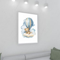 Quadro Decorativo Ursinho em Adesivo com Moldura Caixa