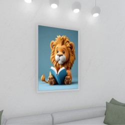 Quadro Decorativo Infantil Leão em Adesivo com Moldura Caixa