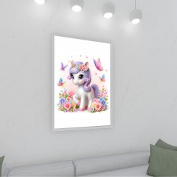 Quadro Decorativo Unicórnio em Adesivo com Moldura Caixa