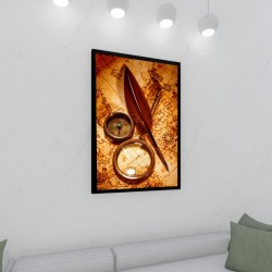 Quadro Decorativo Mapa Antigo em Adesivo com Moldura Caixa