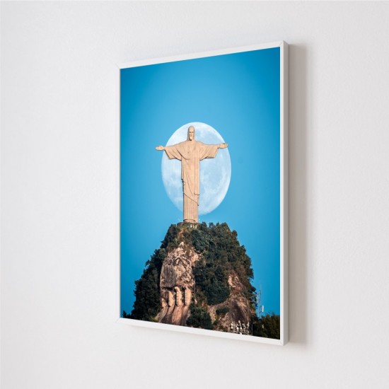 Quadro Decorativo Cristo Redentor em Adesivo com Moldura Caixa