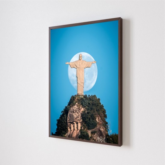 Quadro Decorativo Cristo Redentor em Adesivo com Moldura Caixa