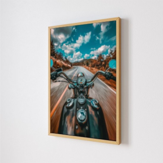 Quadro Decorativo Moto em Adesivo com Moldura Caixa