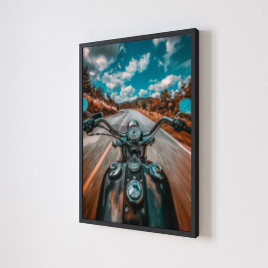 Quadro Decorativo Moto em Adesivo com Moldura Caixa