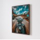 Quadro Decorativo Moto em Adesivo com Moldura Caixa