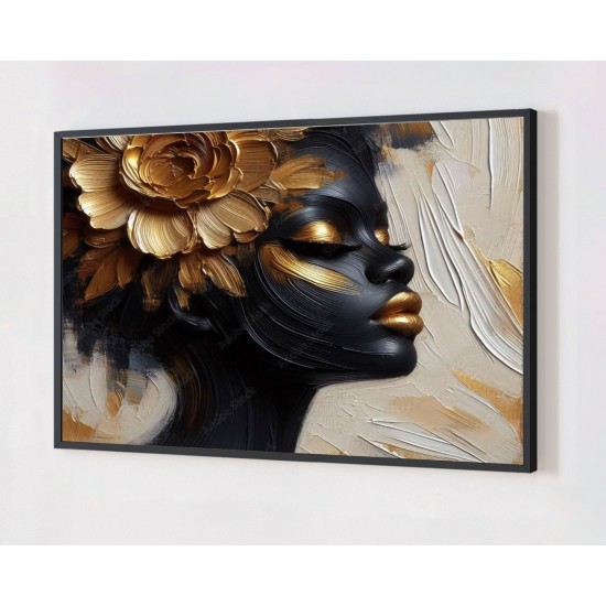 Quadro Decorativo Mulher Abstrato em Adesivo com Moldura Caixa