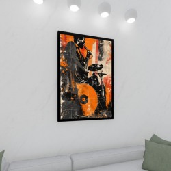 Quadro Decorativo Música Colorful em Adesivo com Moldura Caixa