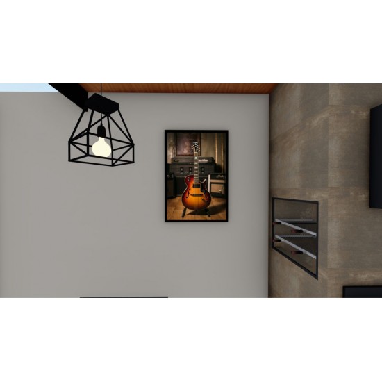 Quadro Decorativo Guitarra em Adesivo com Moldura Caixa