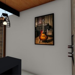 Quadro Decorativo Guitarra em Adesivo com Moldura Caixa