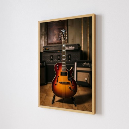 Quadro Decorativo Guitarra em Adesivo com Moldura Caixa