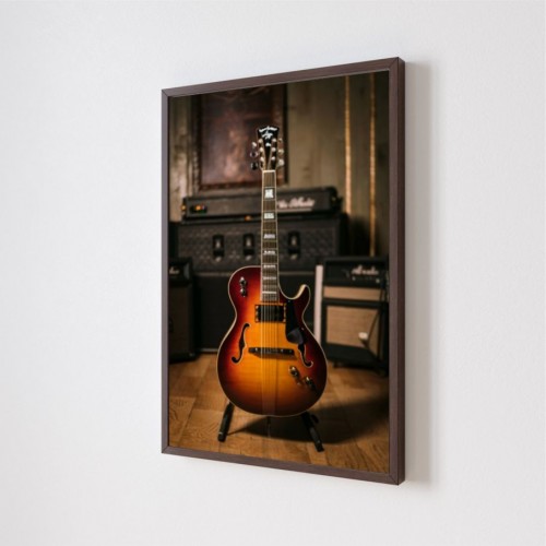 Quadro Decorativo Guitarra em Adesivo com Moldura Caixa