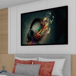 Quadro Decorativo Fone de Ouvido em Adesivo com Moldura Caixa