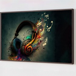 Quadro Decorativo Fone de Ouvido em Adesivo com Moldura Caixa