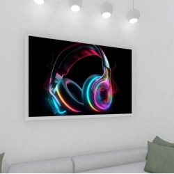 Quadro Decorativo Fone de Ouvido Neon em Adesivo com Moldura Caixa