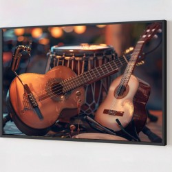 Quadro Decorativo Violão em Adesivo com Moldura Caixa