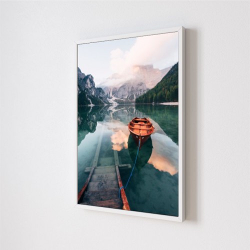 Quadro Decorativo Barcos Paisagem em Adesivo com Moldura Caixa