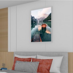 Quadro Decorativo Barcos Paisagem em Adesivo com Moldura Caixa Quadro Decorativo Barcos Paisagem em Adesivo com Moldura Caixa