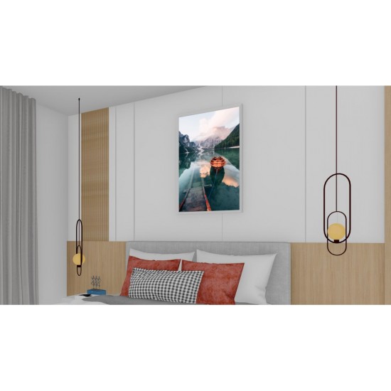 Quadro Decorativo Barcos Paisagem em Adesivo com Moldura Caixa