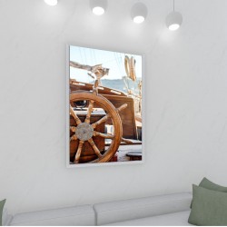 Quadro Decorativo Barco Leme em Adesivo com Moldura Caixa Quadro Decorativo Barco Leme em Adesivo com Moldura Caixa