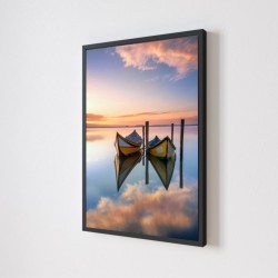 Quadro Decorativo Barcos em Adesivo com Moldura Caixa