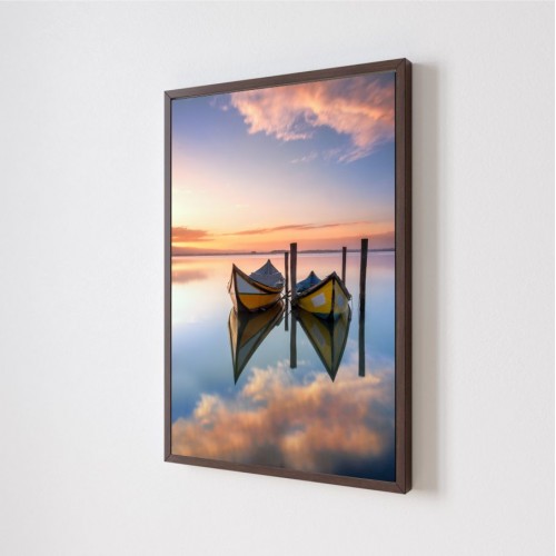 Quadro Decorativo Barcos em Adesivo com Moldura Caixa